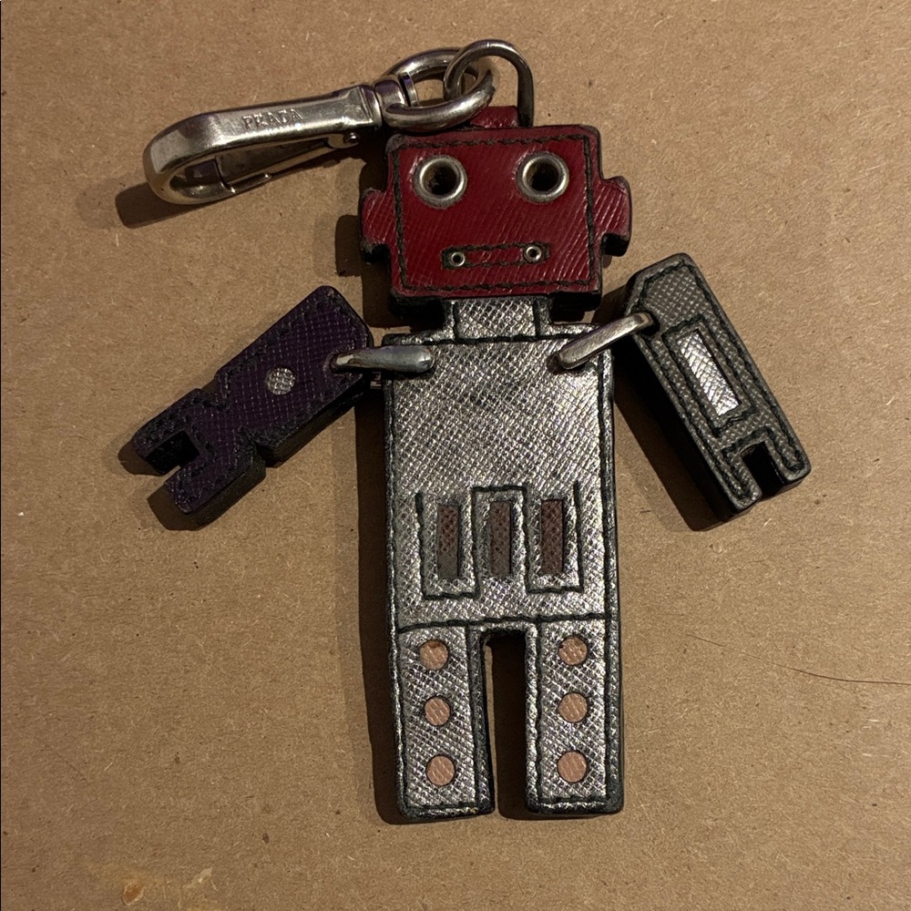 Prada Red and Silver Robot Key Holder